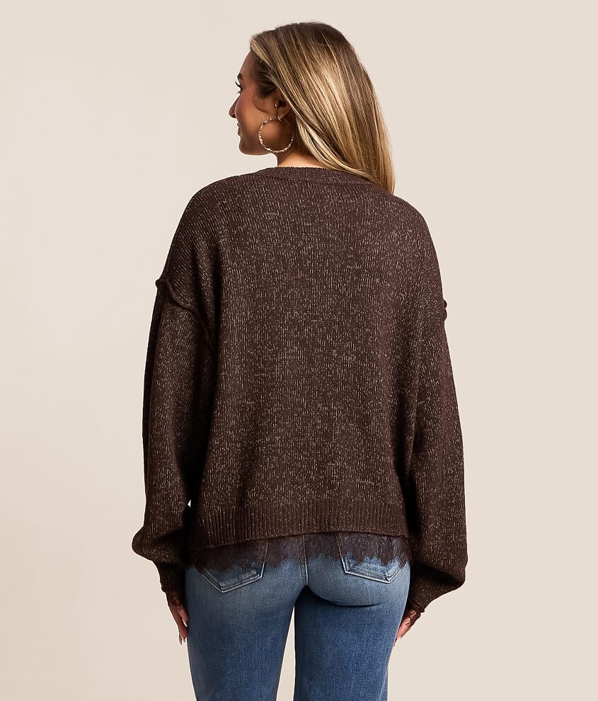 Lace Trim Cardigan Sweater