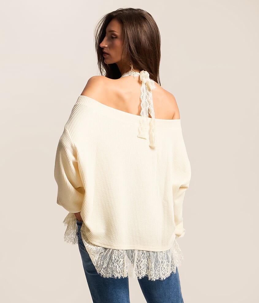 Oversized Lace Trim Sweater