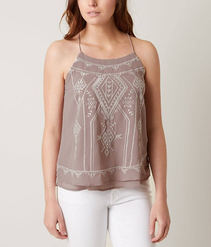 Blu Pepper Embroidered Tank Top front view
