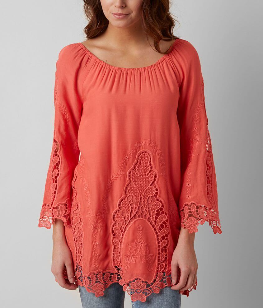 Blu Pepper Embroidered Tunic Top front view
