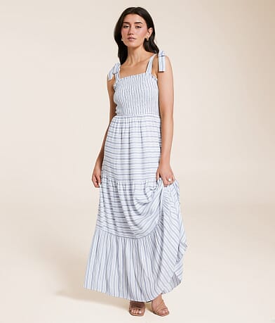 Blu Pepper Striped Maxi Dress front view