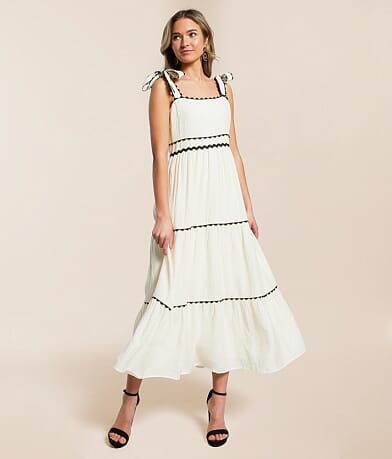 Blu Pepper Tiered Midi Dress front view