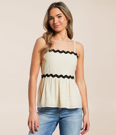 Blu Pepper Rik Rak Trim Tank Top front view