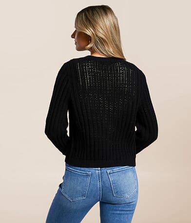 Blu Pepper Ribbed Cardigan Sweater BACK