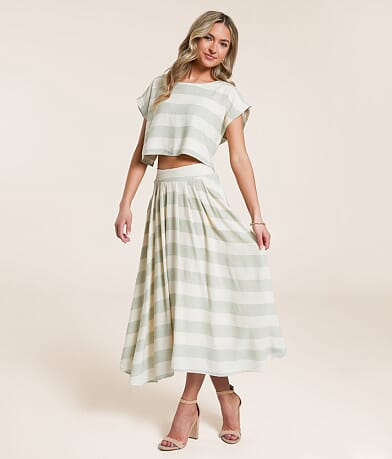 Blu Pepper Striped Midi Skirt misc detail 2 view