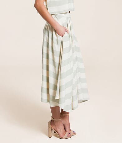 Blu Pepper Striped Midi Skirt full right side view