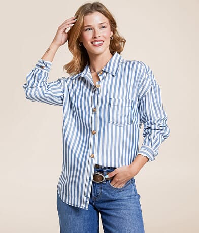 Blu Pepper Striped Shirt front view
