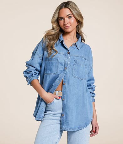 Blu Pepper Denim Shirt front view