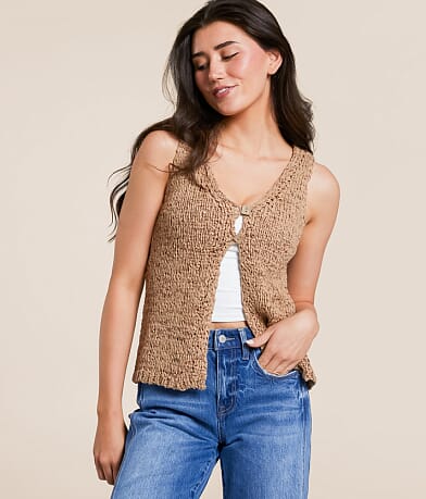 Blu Pepper Open Weave Tank Top front view
