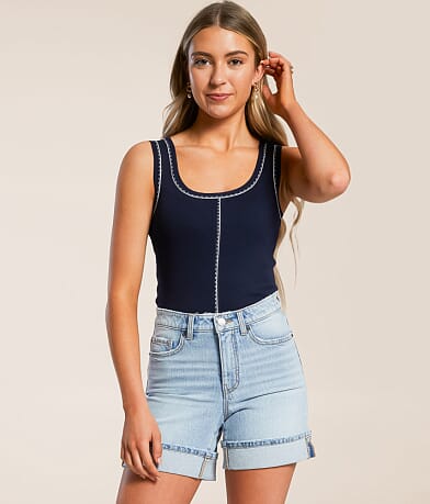 Blu Pepper Contrast Stitch Tank Top front view