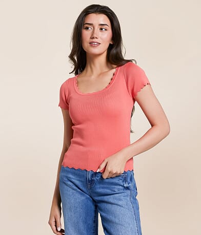 Blu Pepper Scalloped Trim Top front view