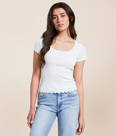 Blu Pepper Scalloped Trim Top front view