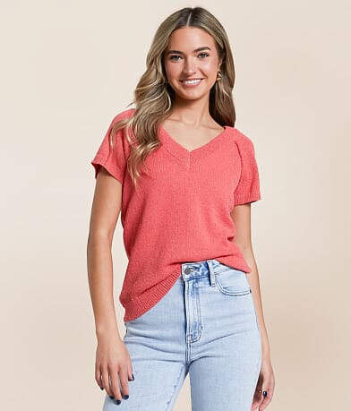 Blu Pepper Exposed Seam Sweater front view