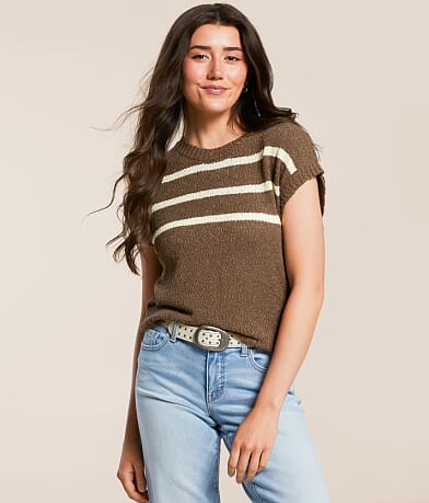 Blu Pepper Striped Dolman Sweater front view