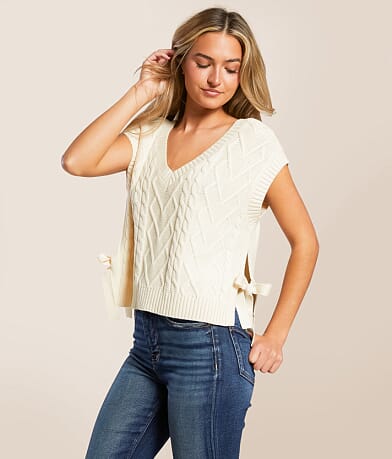 Blu Pepper Cable Knit Boxy Sweater front view