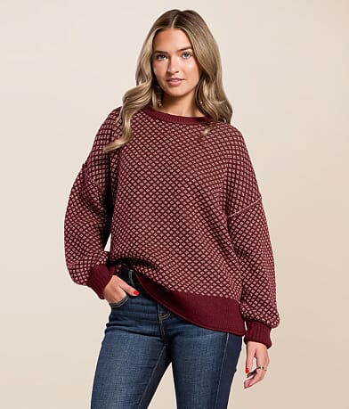 Blu Pepper Printed Sweater front view