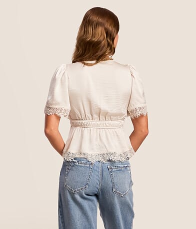 Satin Eyelash Lace Trim Top thumbnail 2