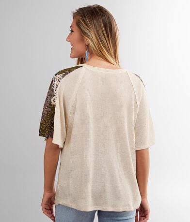 Blu Pepper Pieced Rib Knit Top BACK