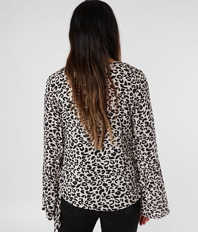 Blu Pepper Leopard Wrap Top back view