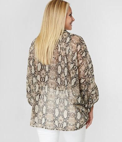 Blu Pepper Snakeskin Chiffon Kimono BACK