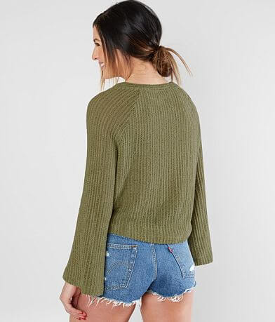 Blu Pepper Front Tie V-Neck Pullover Sweater back view
