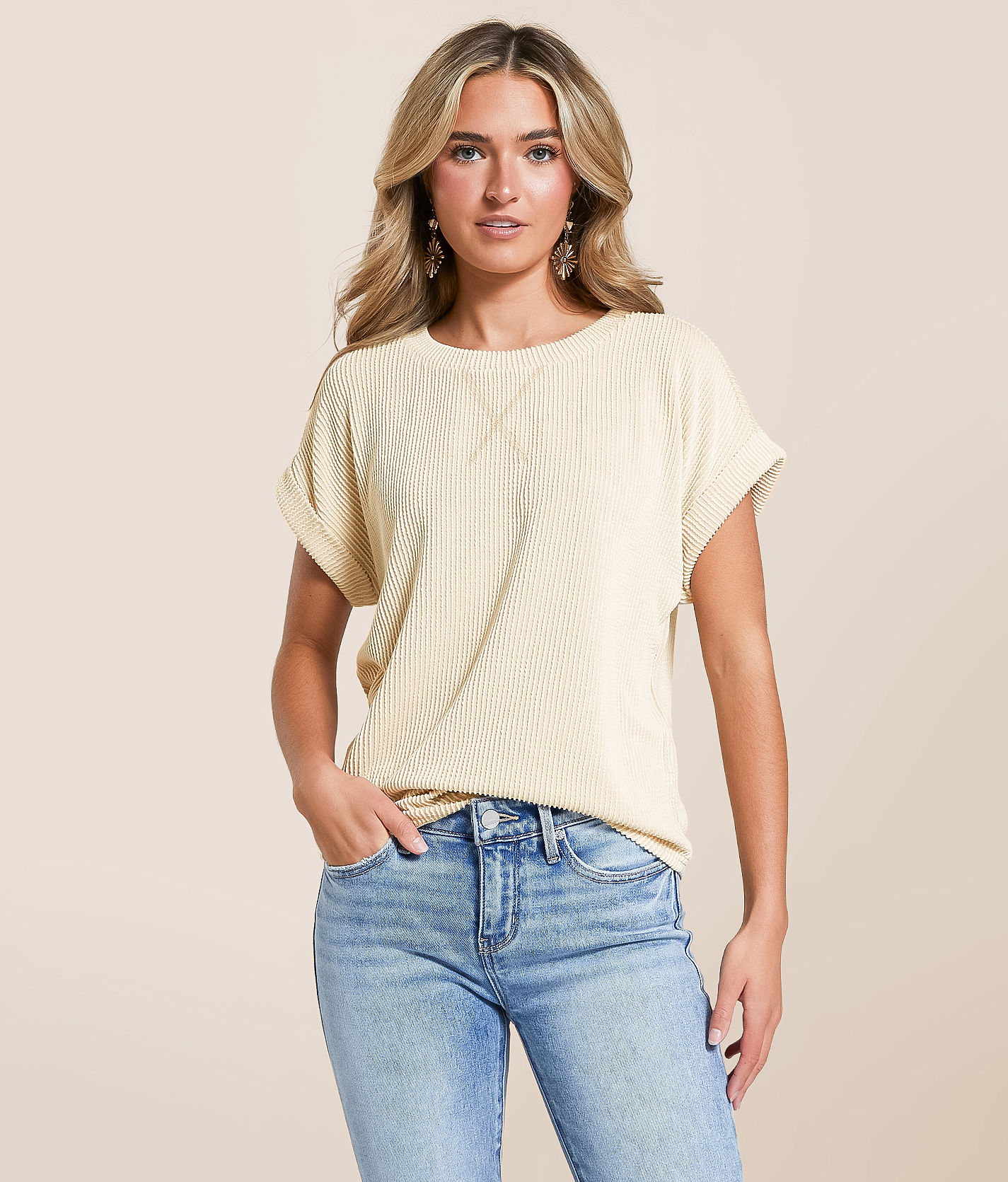 J.O.A Textured Top - Women's Shirts & Blouses in Cream | Buckle