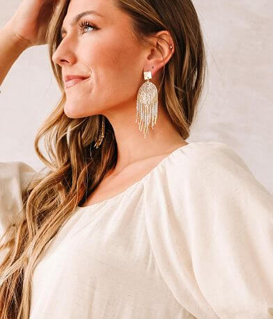 Moon River Heathered Puff Sleeve Top misc detail 1 view
