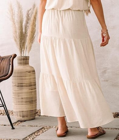 Moon River High Low Tiered Maxi Skirt back view