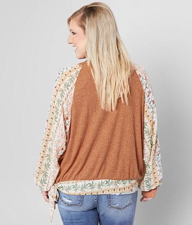 Blu Pepper Surplice Floral Top - Plus Size Only back view
