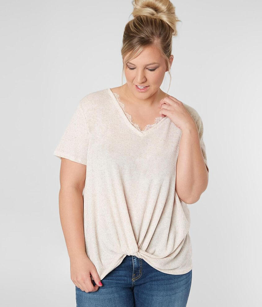 Blu Pepper Twisted Hem Top - Plus Size Only front view