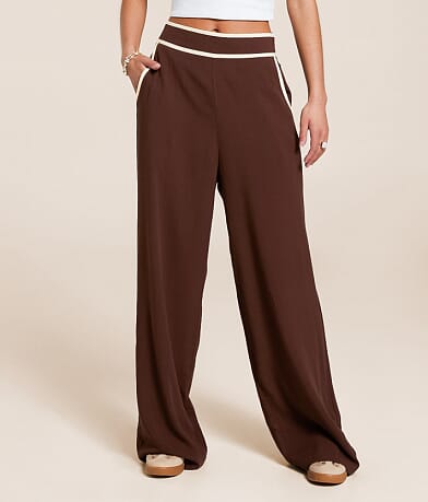 Blu Pepper Contrast Trim Wide Leg Trouser Pant front view