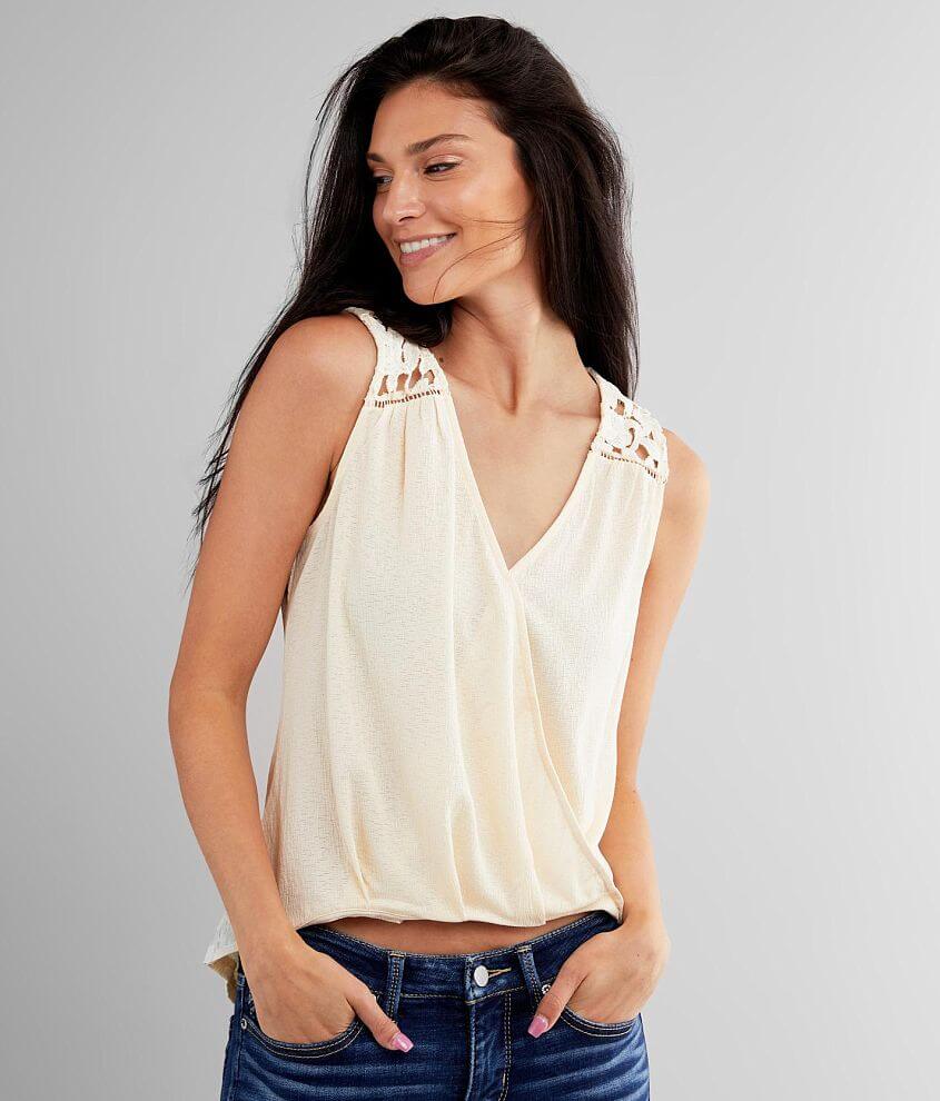 Gauze Tank Top
 MINE Surplice Gauze Tank Top Women s Tank Tops in Cream