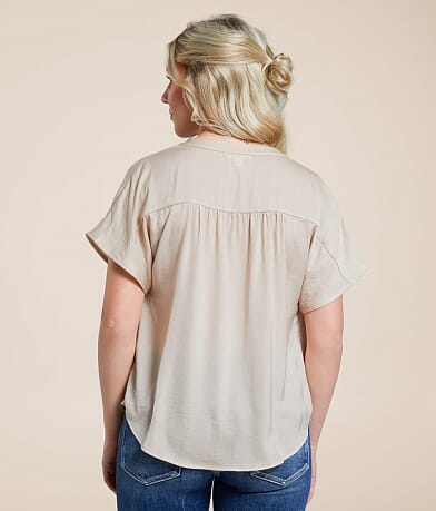 Blu Pepper Satin Henley BACK