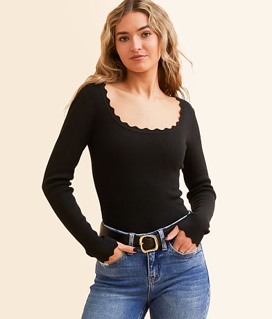 The Workshop Scallop Trim Top front view