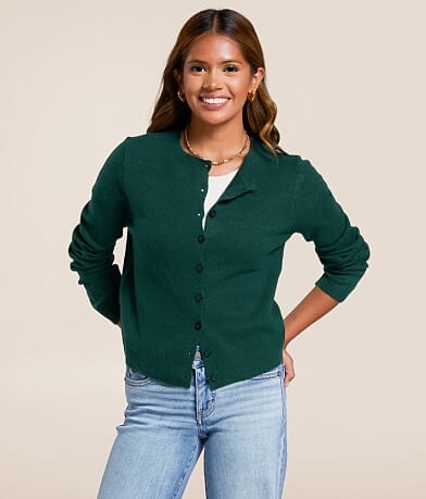 The Workshop Marled Cardigan Sweater front view
