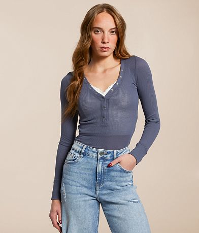 The Workshop Ribbed Henley front view