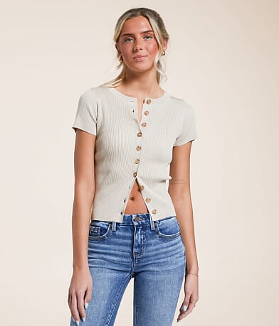 Blu Pepper Ribbed Knit Top front view