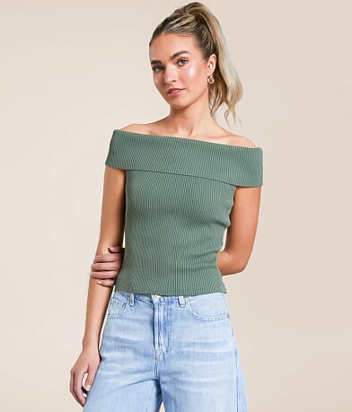 The Workshop Foldover Off The Shoulder Top front view