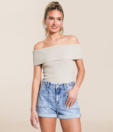 The Workshop Foldover Off The Shoulder Top front view