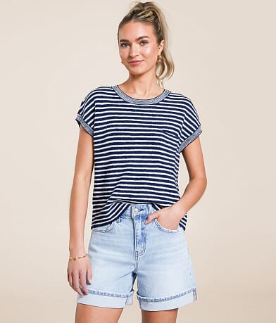 The Workshop Striped Sweater front view