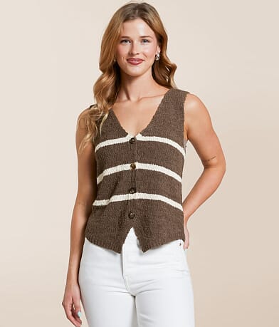 Blu Pepper Striped Sweater Vest front view