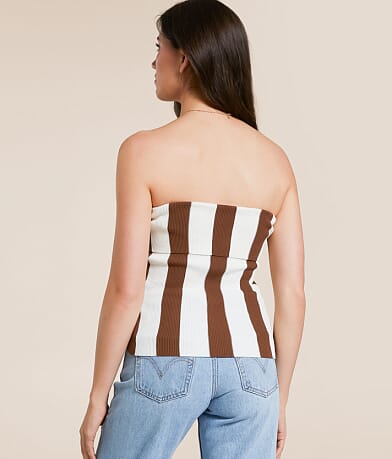 The Workshop Striped Foldover Tube Top back view