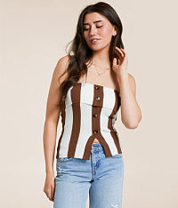 Striped Foldover Tube Top