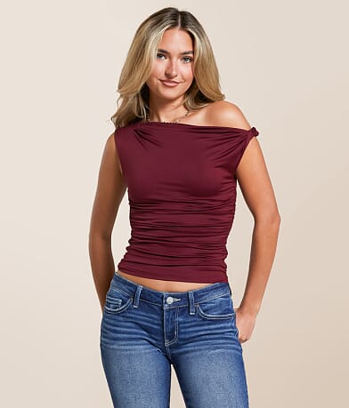 The Workshop Twisted Off The Shoulder Top front view