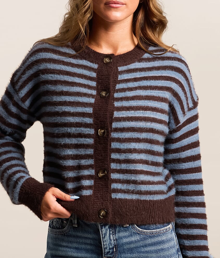 Striped Boxy Cardigan Sweater - thumbnail 4