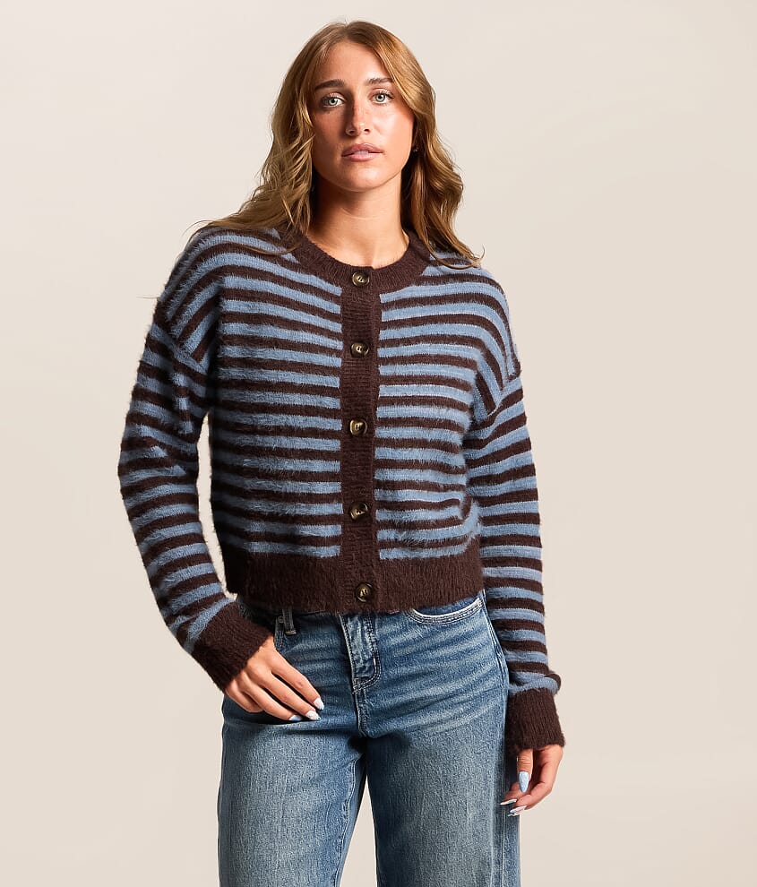 Striped Boxy Cardigan Sweater - thumbnail 2
