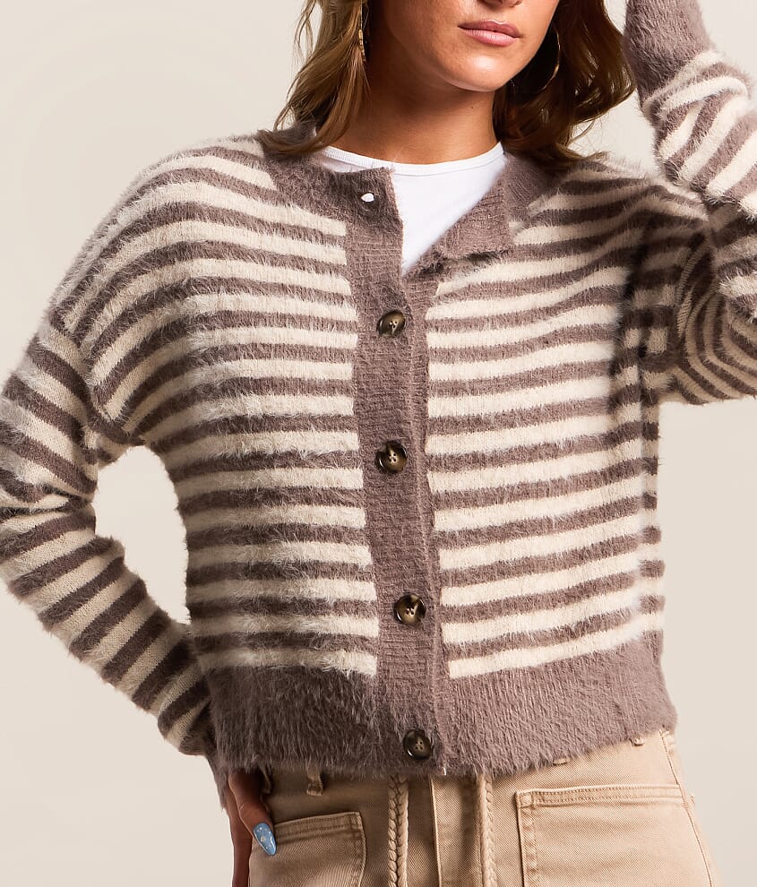 Striped Boxy Cardigan Sweater - thumbnail 7