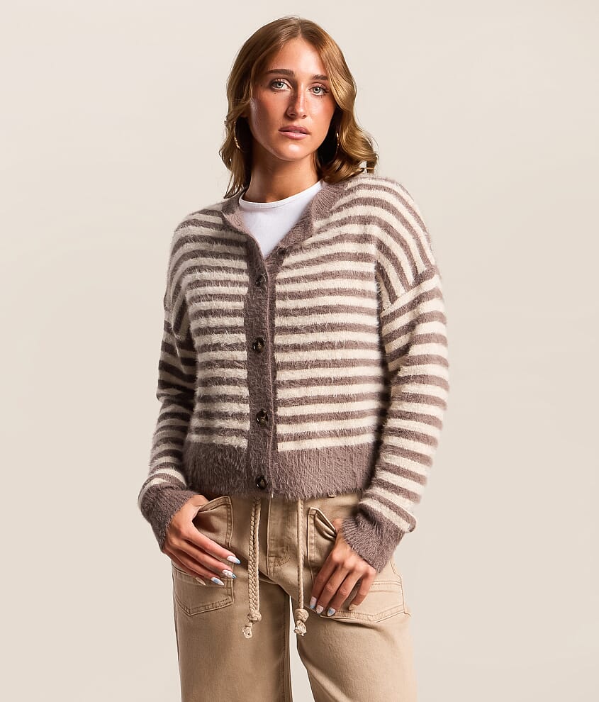 Striped Boxy Cardigan Sweater - thumbnail 5