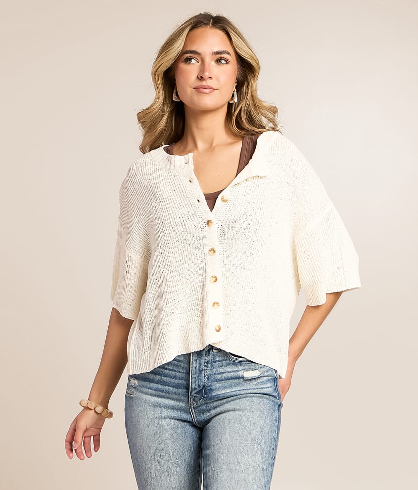 Boxy Cropped Cardigan Sweater