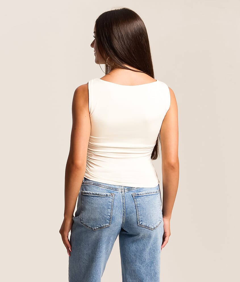 Boatneck Ruched Tank Top - thumbnail 2